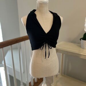 Zara Black Ruched Crop Top
